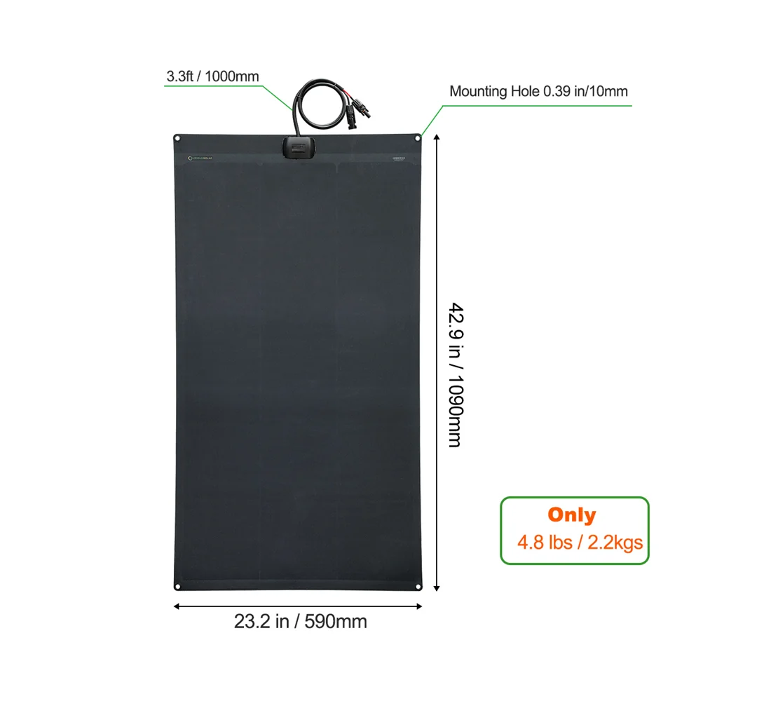 Flexibles Solarpanel 130 W 12V Full Black – BC Solarzelle – Bild 3